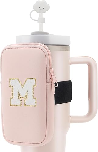 Bolsa para botella de agua con inicial para Stanley, monograma personalizado compatible con Stanley Quencher de 40 onzas e Iceflow 2030 oz para