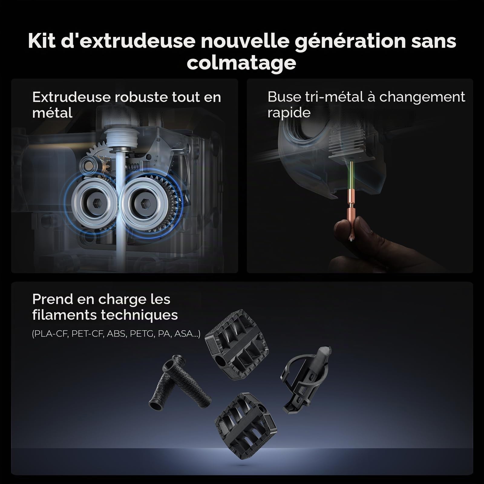 Creality K1C Imprimante 3D, Vitesse d'impression Max de 600mm/s, Équipée d'une Caméra IA, kit Extrudeur Tout Métal, Buse à Échange Rapide en Trois Métaux, Supporte Les Filaments en Fibre de Carbone