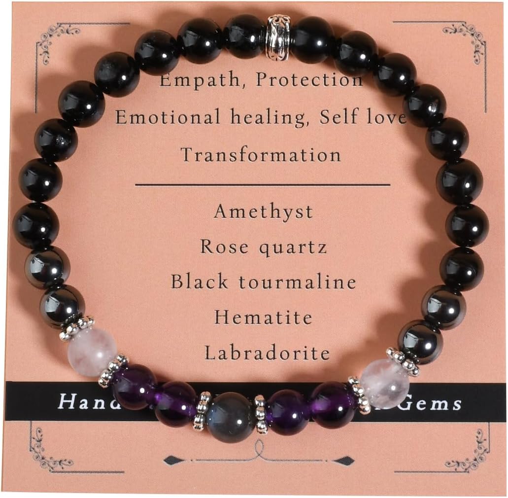 Anxiety Relief Empath Protection Healing Stone Bead Bracelet New Beginning Transformation Grief Support Jewelry Halloween Christmas Day Gifts For Women