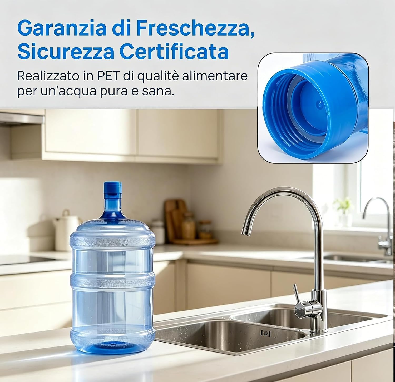 Contenitore per Acqua per Distributore, D'acqua Pareti Spesse in Plastica per Acqua, Robusto Recipiente Portatile per Ufficio, Famiglia, Dormitorio, 5L, Pet Extra Spesso 100G