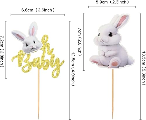 Miniatura 2 de Ercadio Paquete de 24 adornos para cupcakes de conejo de Pascua Oh Baby Bunny Oh Baby para cupcakes para el día de Pascua Oh Baby Cupcake Toppers