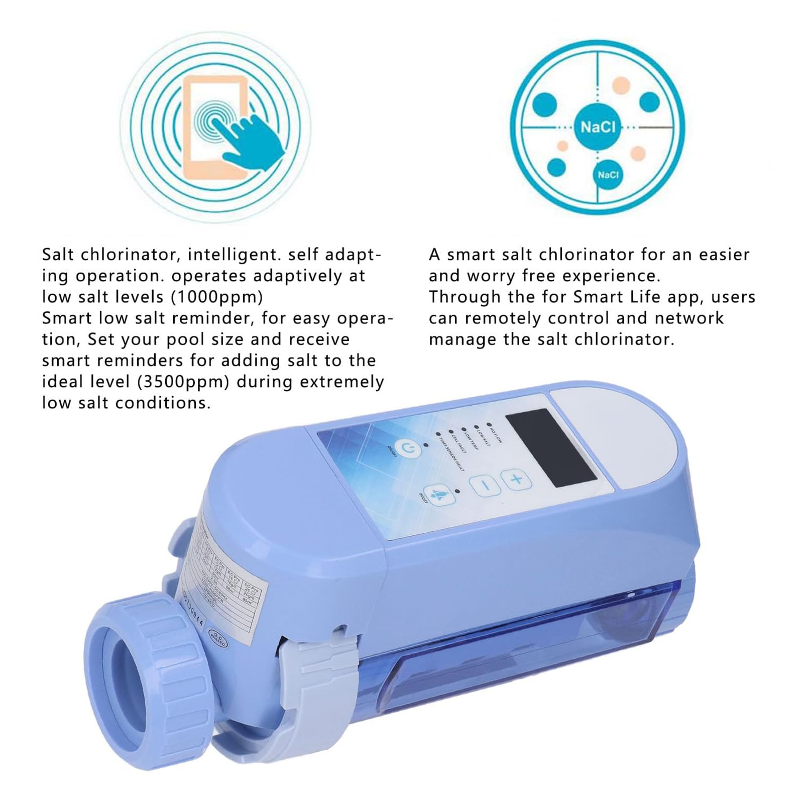 Générateur de chlore salé pour piscine, électrolytique, chlorinateur d'eau salée, capacité 4/8/12/16/20 g/h