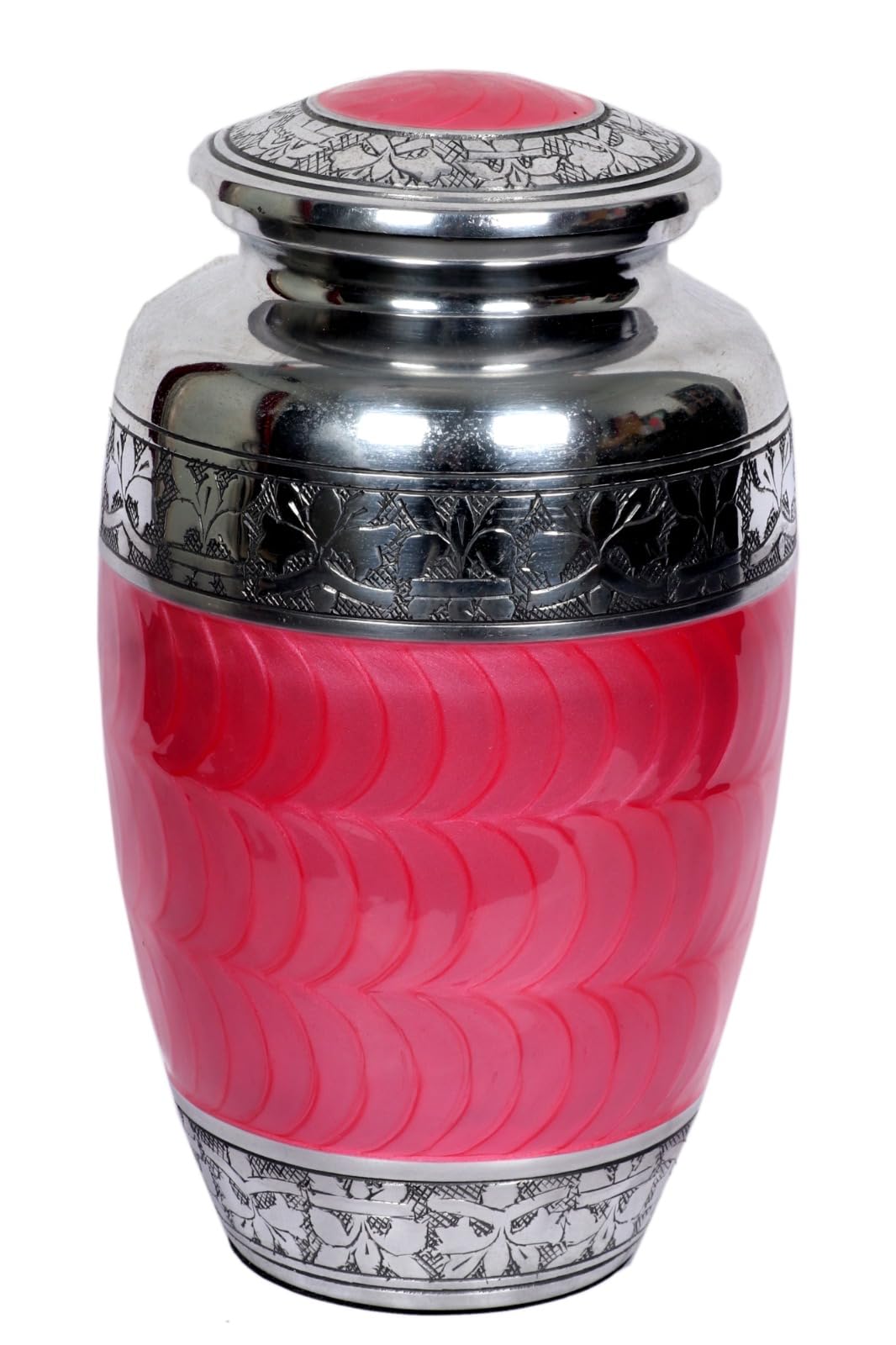 Handcrafted Metal Cremation Urn Decorative Memorial Urns for Funeral Adult Ashes Designed Urn Box For Adults Male Female Human Ashes Holder Box (Pearl Pink, 6.5''W, X 6.5''L, X 10.5''H, = Inches)
