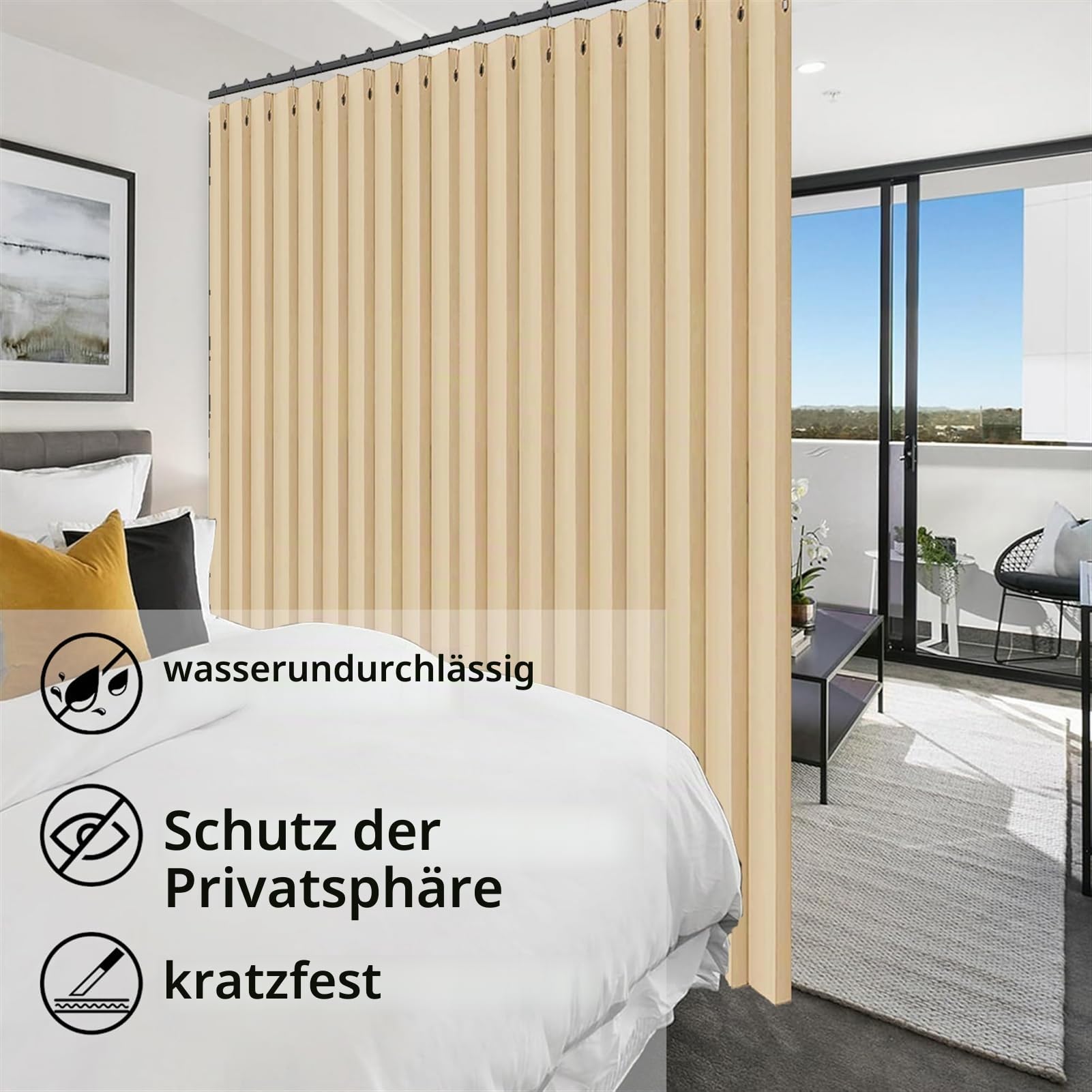 SK Studio Magnetischer Türvorhang, Thermovorhang Gegen Kälte und Hitze Faltvorhang Raumtrenner mit Ösen für Schlafzimmer, Zimmer, Wohnzimmer, Weiß, 140x241cm