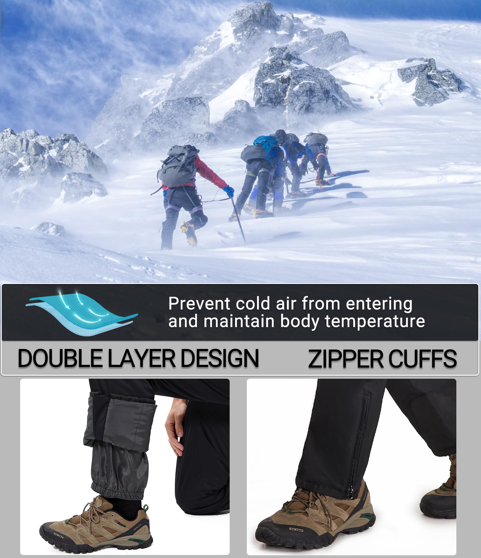 Damen Skihose Latzhose Wasserdicht Softshellhose Overall Winter Warm Gefüttert Schneehose Snowboardhose mit Verstellbaren Hosenträgerhose HXK8668W-Black-M