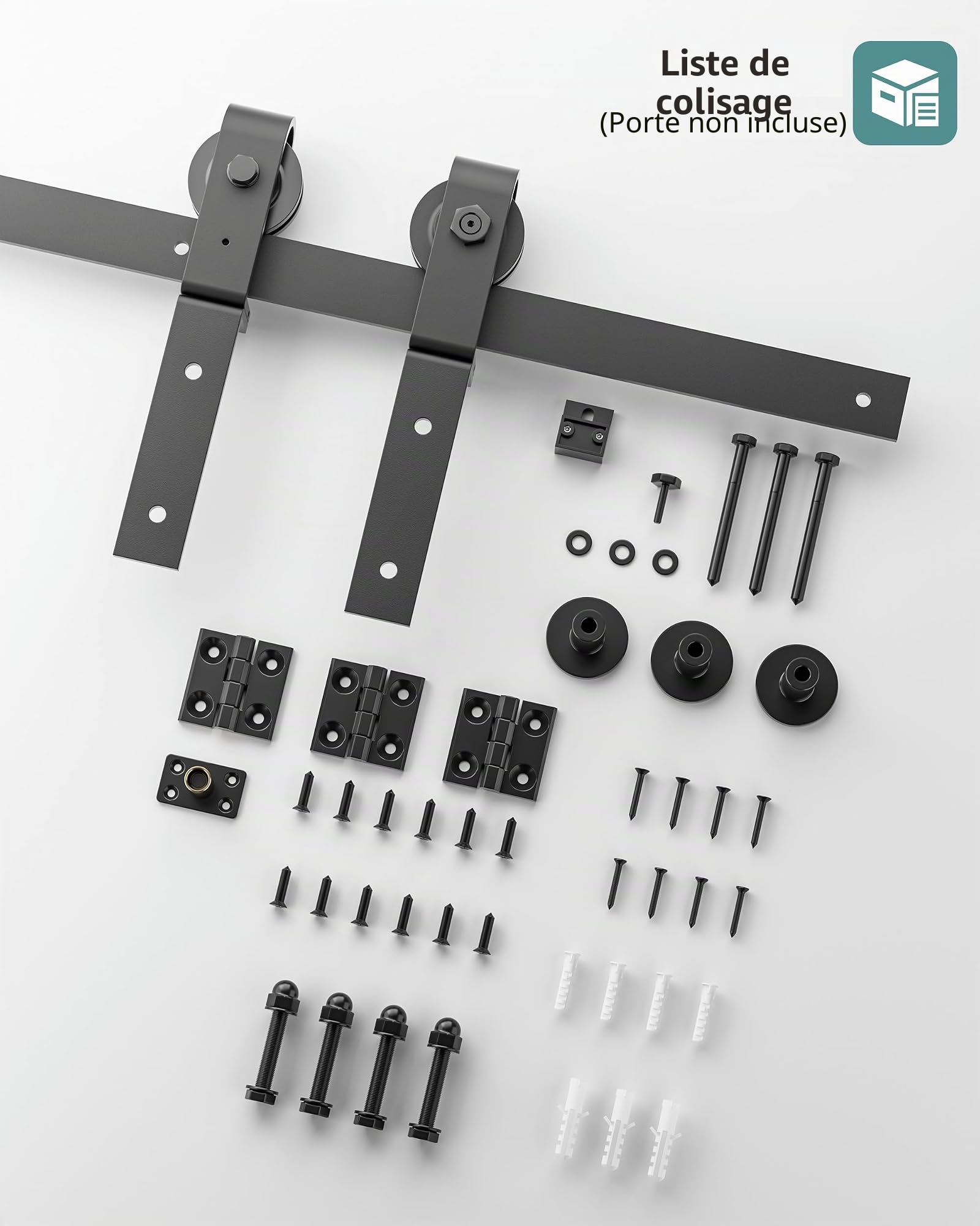 Signstek Kit complet de ferrures de porte coulissante à double volet, 1 m, pour système de ferrure directionnel unilatéral, système de porte coulissante pliante pour bois double porte 45,72 cm