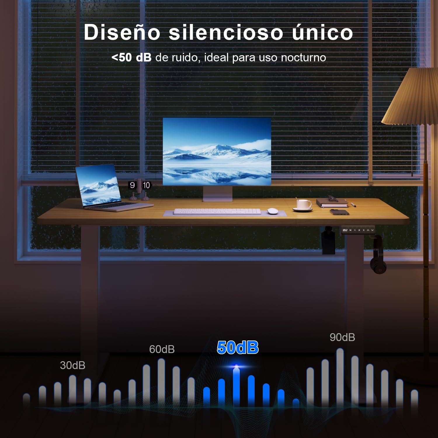 TRIUMPHKEY Escritorio Elevable Eléctrico 110x60cm, Mesa Escritorio Elevable con 3 Memorias, Pantalla LED y Ajustable en Altura Suave, Mesa Elevable Escritorio en Arce