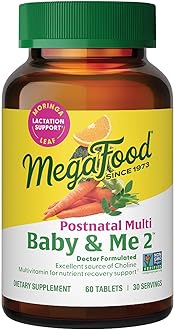 Baby & Me 2 Postnatal Vitamins for Breastfeeding Moms with Folate (Folic Acid Natural Form), Choline, Iodine, Vitamin D, Moringa Leaf and More - 60 Tabs (30 Servings)