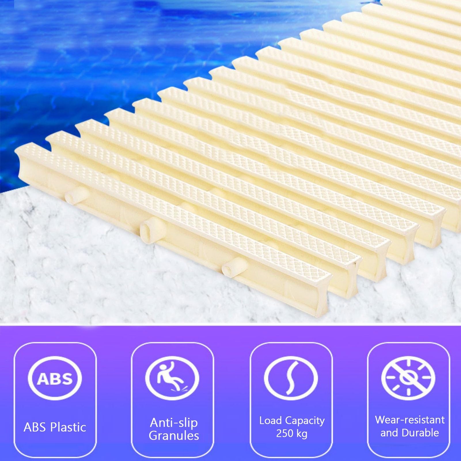 Rejilla de drenaje para piscina, cubierta de empalme de 3 agujeros, antideslizante, capacidad de carga de 250 kg, para entrada, patio, piscina, paquete de 20