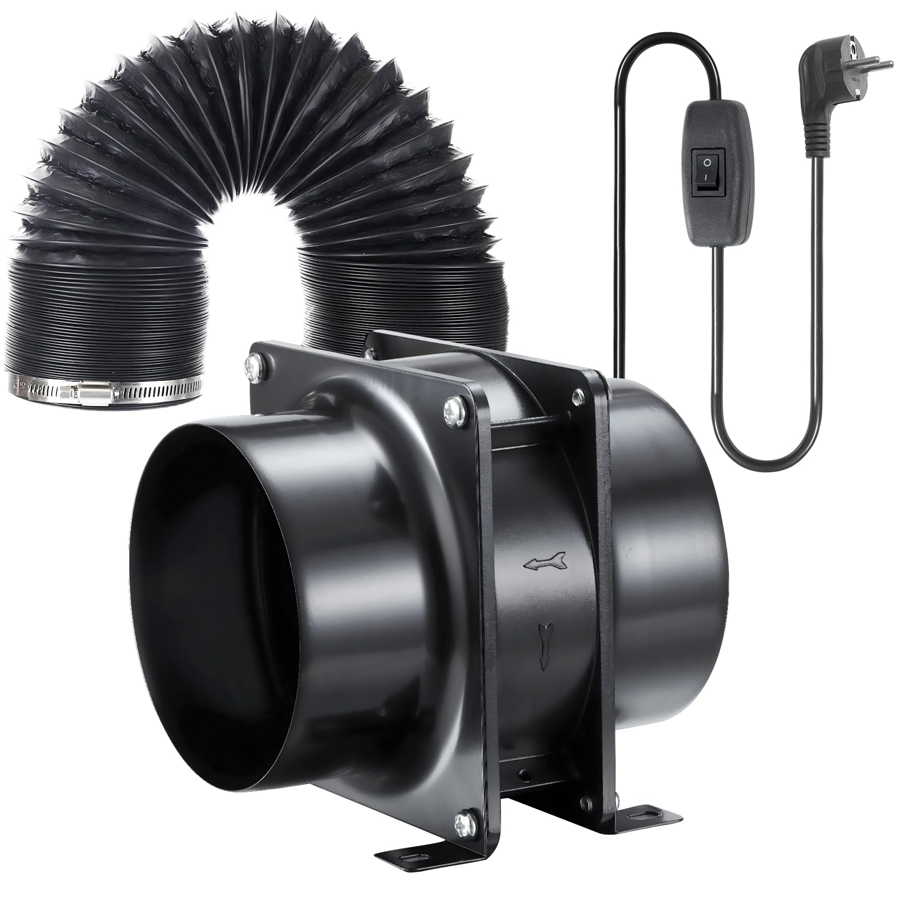 100mm Extracteur d'Air de Ventilation, 119m³/h Ventilateur de Conduit pour Cave, Tente de Culture, Garage, Projet DIY avec 2m Tuyau et Colliers