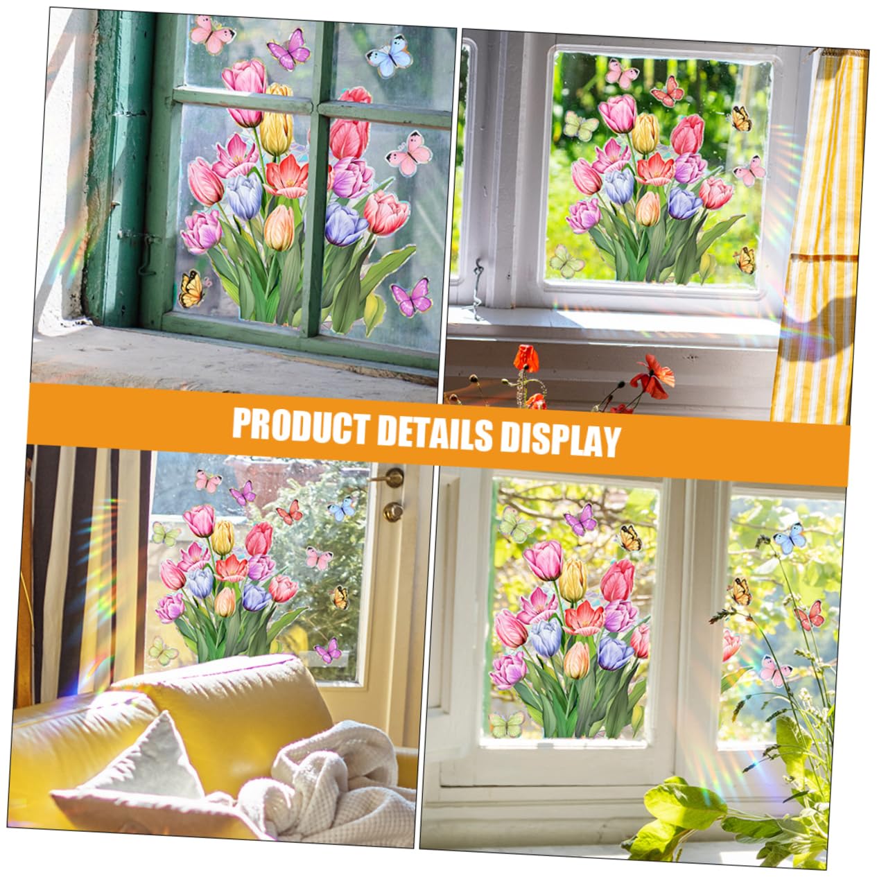 4hojas Pegatinas De Ventana De Decoración Estática Floral Para Hogar Fácil Instalación Decoración Creativa Para Habitaciones Infantiles y Salones