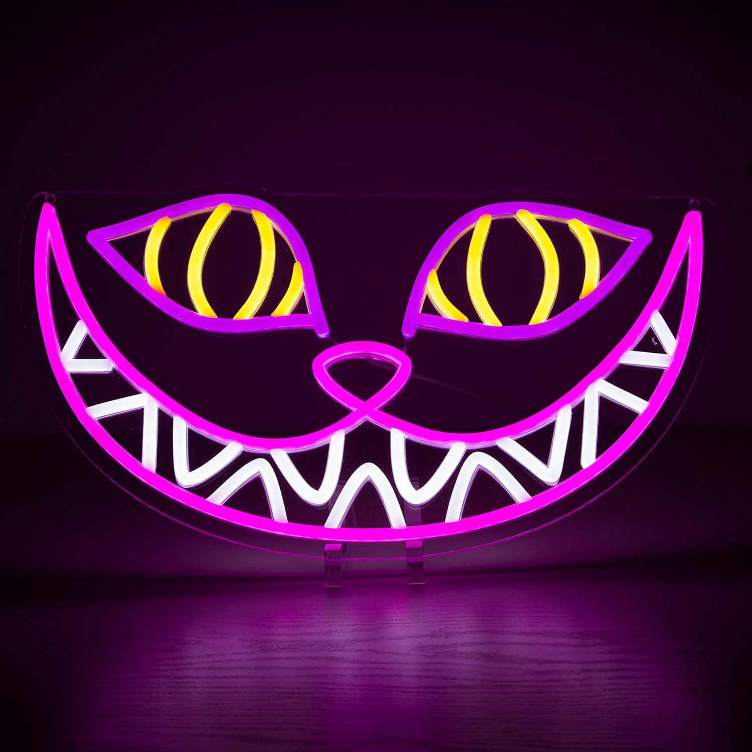 Cheshire Cat Neon Sign – Smile Cat Dimmable Alice in Wonderland Decor, Whimsical Neon Light Wall Art Decor for Bedroom, Tea Party Bar Background Decoration Birthday Gifts