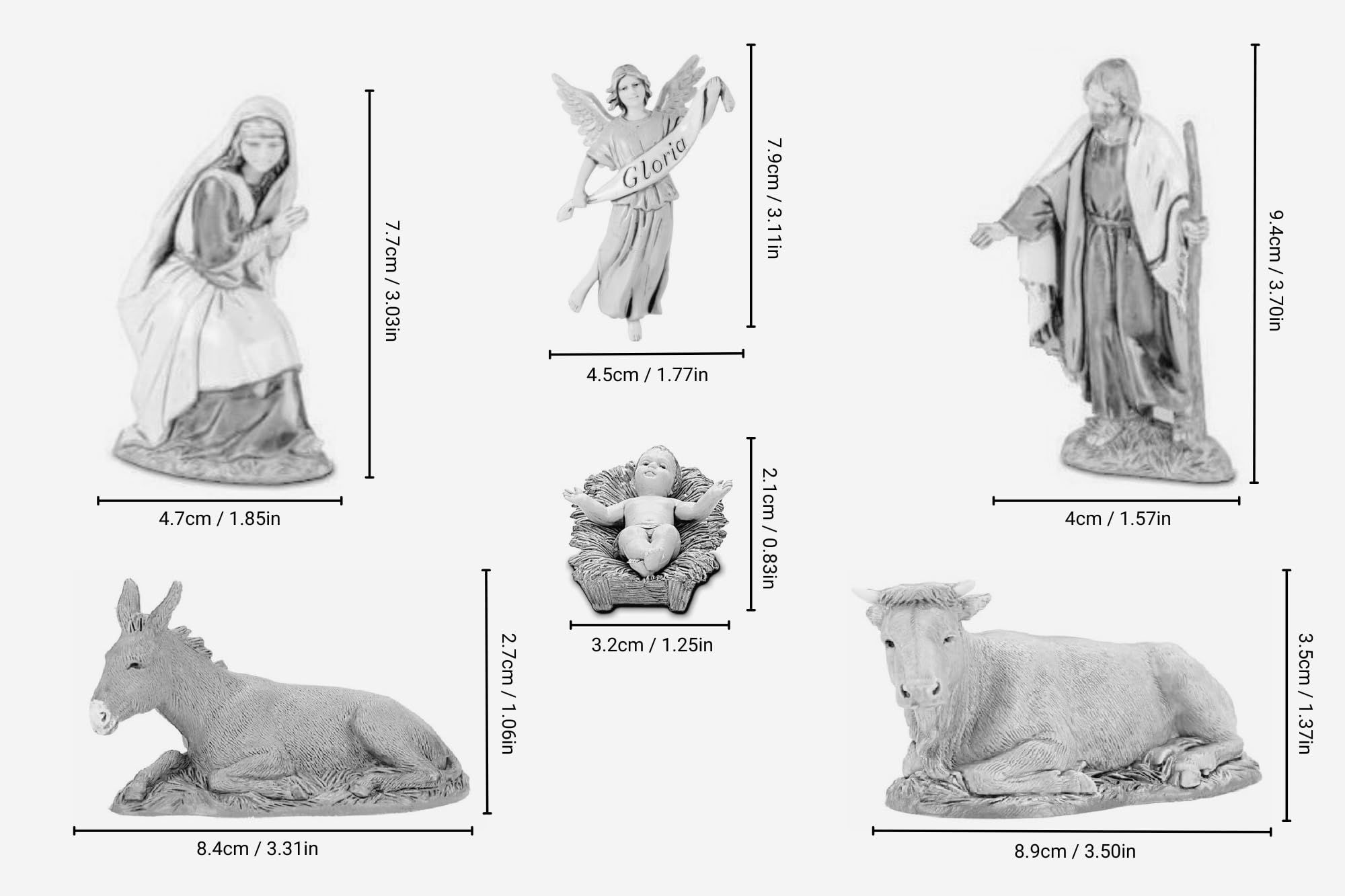 Moranduzzo Natività 6 Soggetti per Presepe da 10 cm – STANDARD 10 – Scala 1:20 – Statuine Indistruttibili, Rifinite a Mano, Scultore M. Landi, Made in Italy