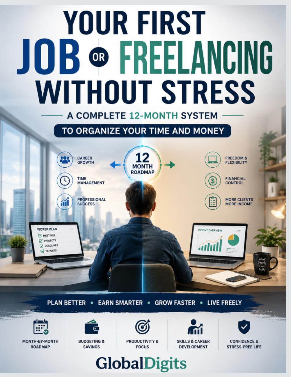 YOUR FIRST JOB OR FREELANCING WITHOUT STRESS: A Complete 12-Month System to Organize Your Time and Money