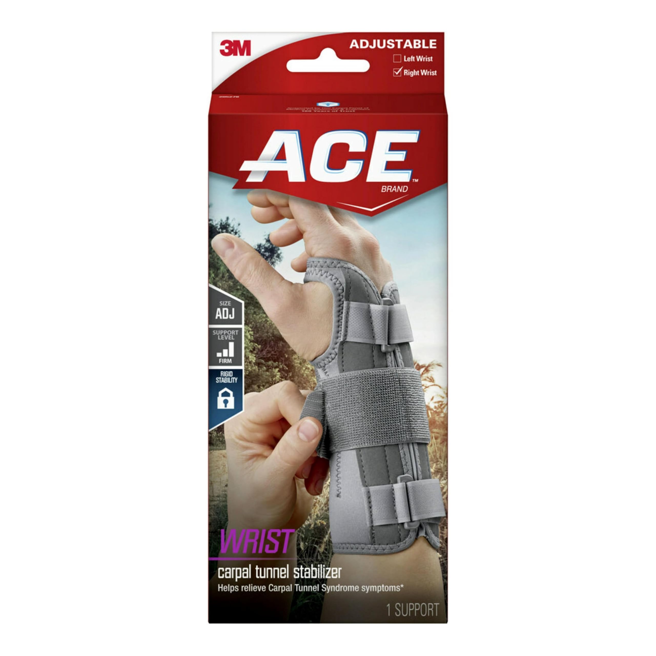 ACE Brand Carpal Tunnel Wrist Stabilizer Wrist Support for Carpal Tunnel Adjustable Wrist Brace with Memory Foam Palm
