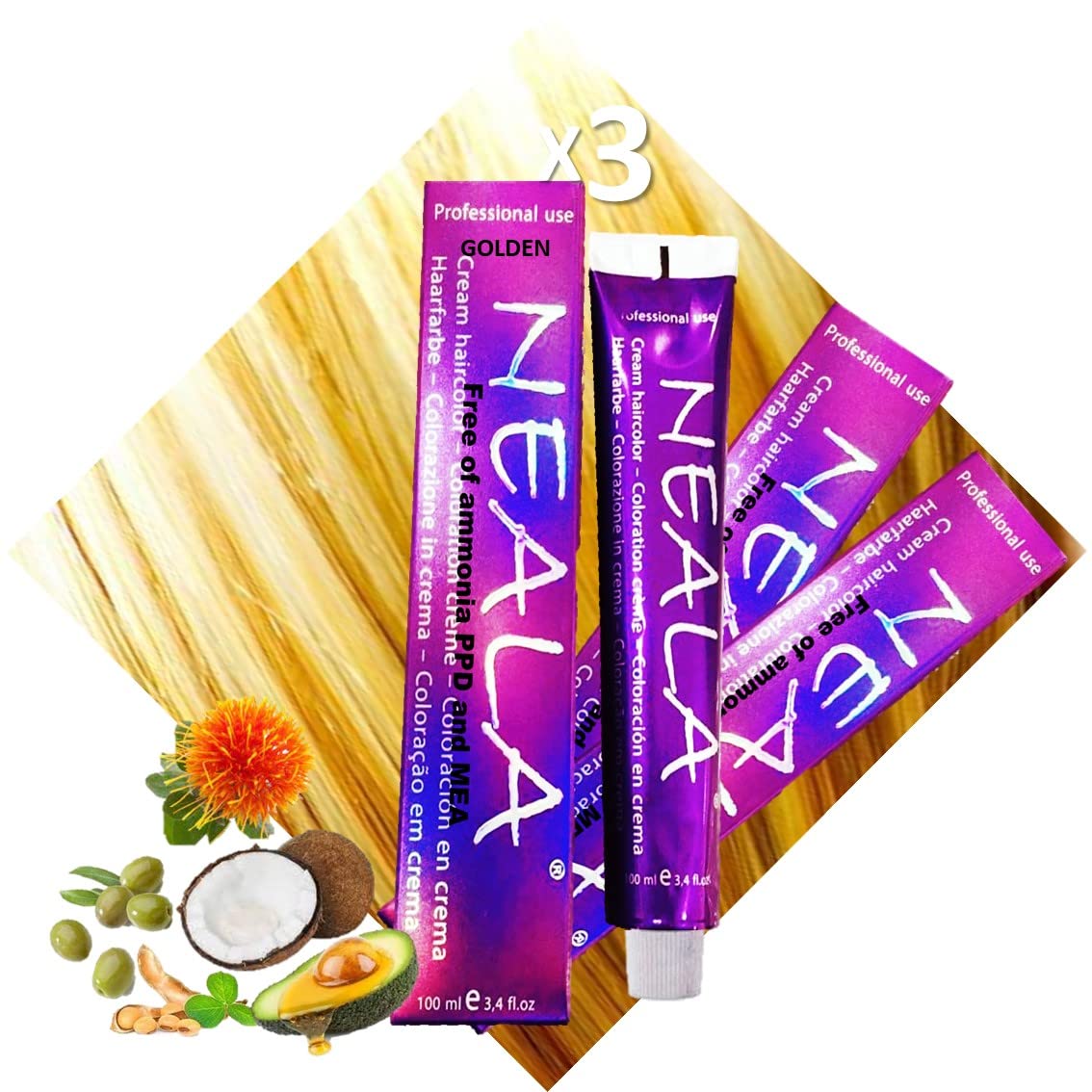 Buy 3 Hair Colours Gold Golden Hair Dye for Hair Ways, Highlights