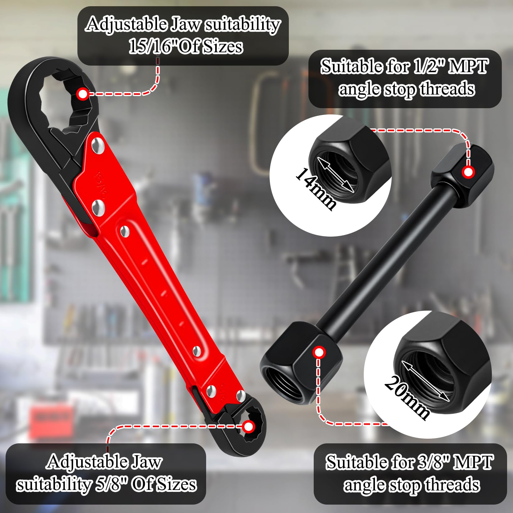 Ponpon Angle Stop Wrench Kit - Plumbing Tools -3