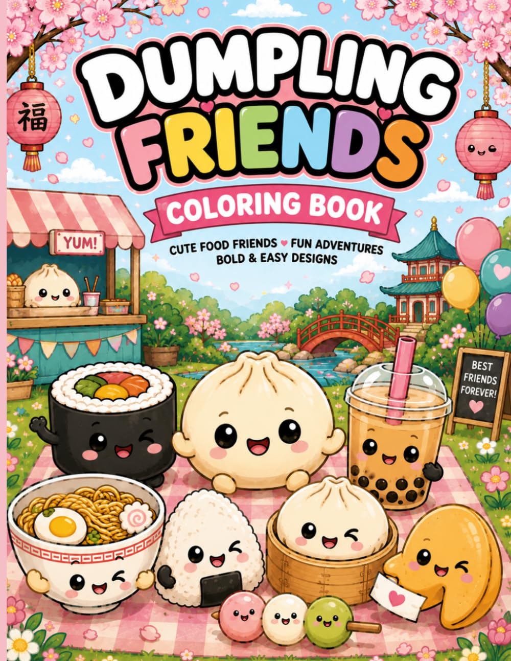 Dumpling Friends Coloring Book: Fun Adventures, Bold and Easy Designs for Kids Ages 4–8
