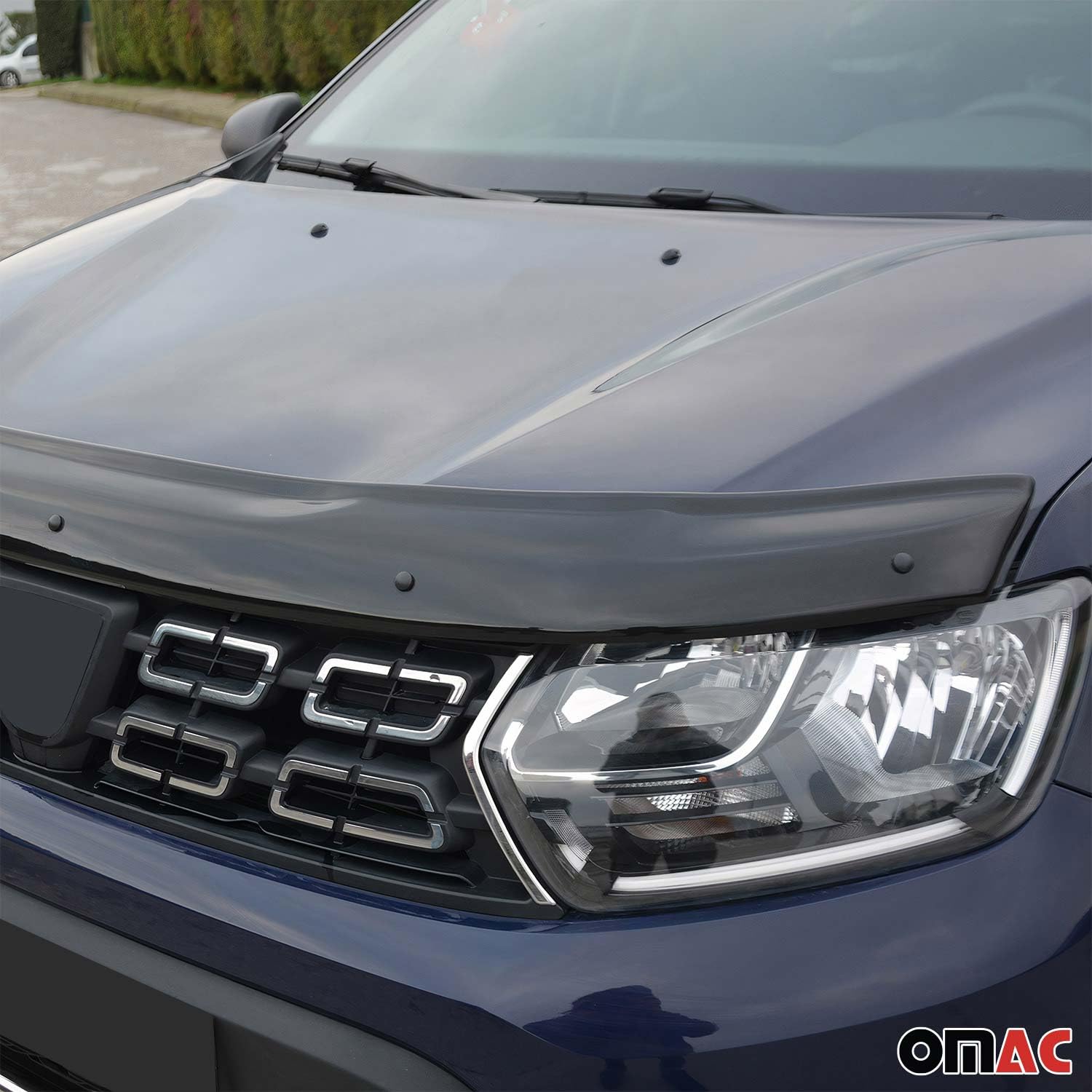 OMAC Cofano Deflektor Insekten Steinschlagschutz compatibile con Dacia Duster 2018-21 Dunkel