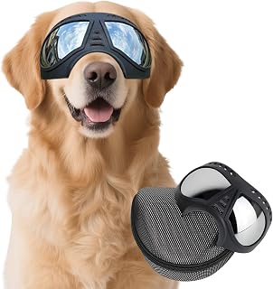 Billionchains Dog Goggles Windproof for Medium-Large Breeds Dog Sunglasses Anti-UV with Adjustable Straps - Black