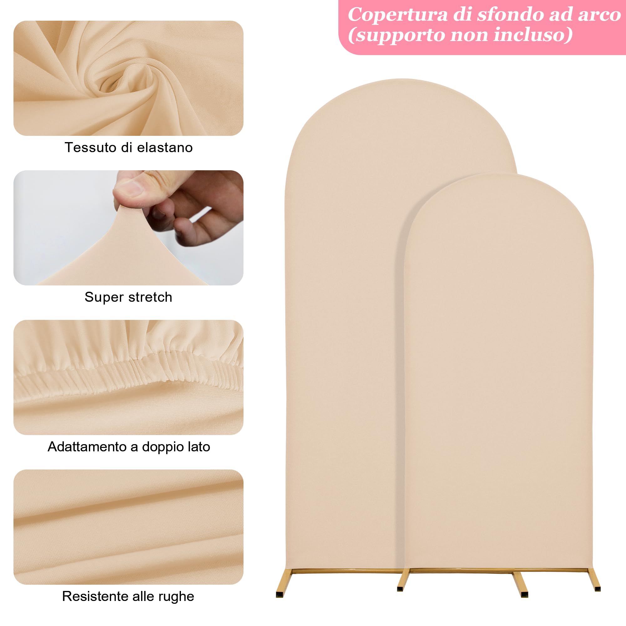 Copertura per arco nuziale | Copertura per sfondo arco nuziale Copertura per telaio arco | Adatta per matrimoni, feste di compleanno, cerimoni (Beige, 6.6FT)