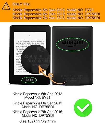 Miniatura 2 de Funda de piel ligera de cubierta blanca para Walnew Kindle de Tienda, cubierta fina protectora inteligente premium para Kindle Paperwhite con auto