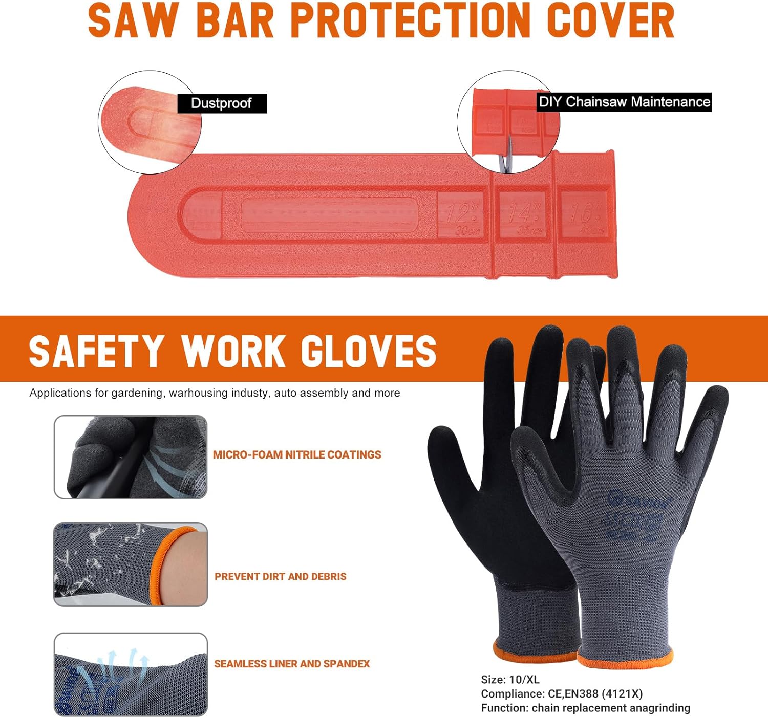 Chainsaw cutting through wood with Savior bar and chain