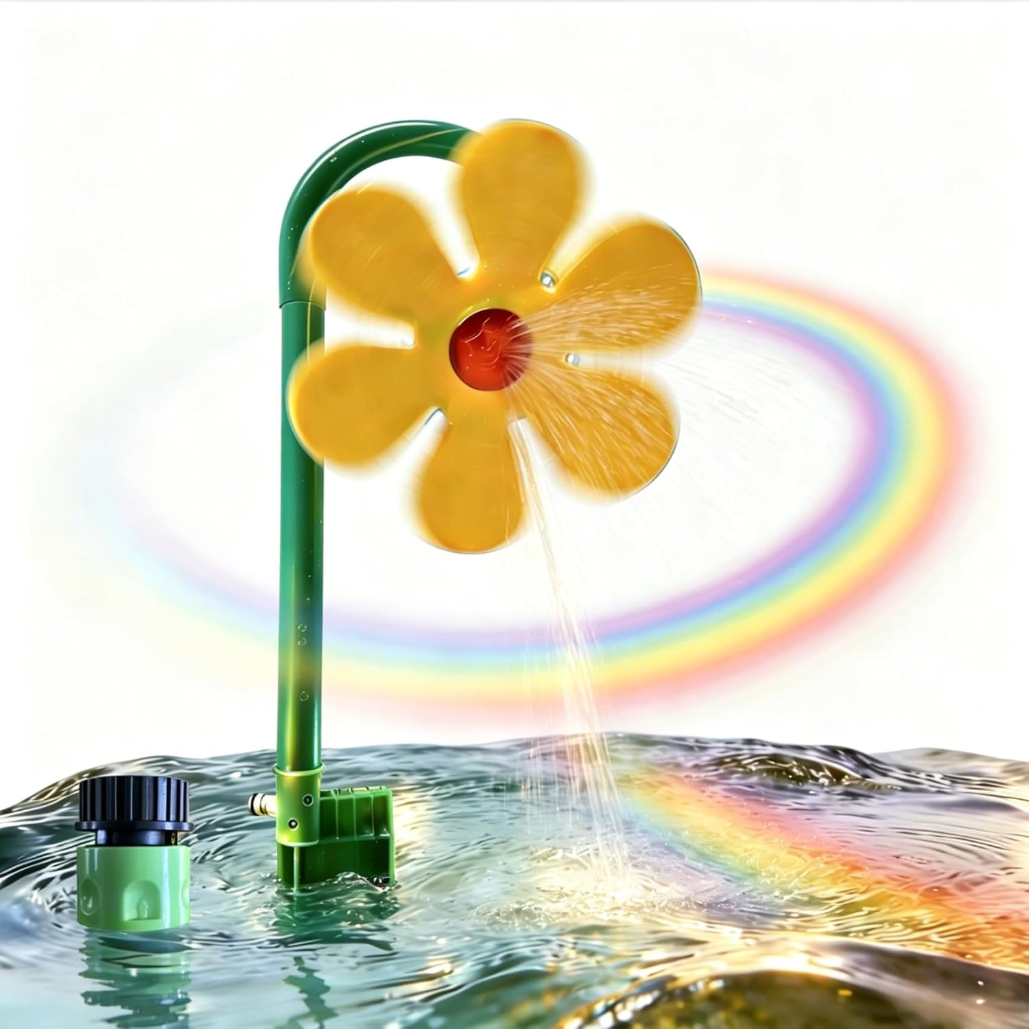 Crazy Dancing Daisy Sprinkler, Sunflower Dog Water Sprinkler, 360° Rotating Wiggle Attachment, Fun Outdoor Lawn Yard Watering Irrigation Stake for Families, Dogs, Pets Playing (1PC Yellow)