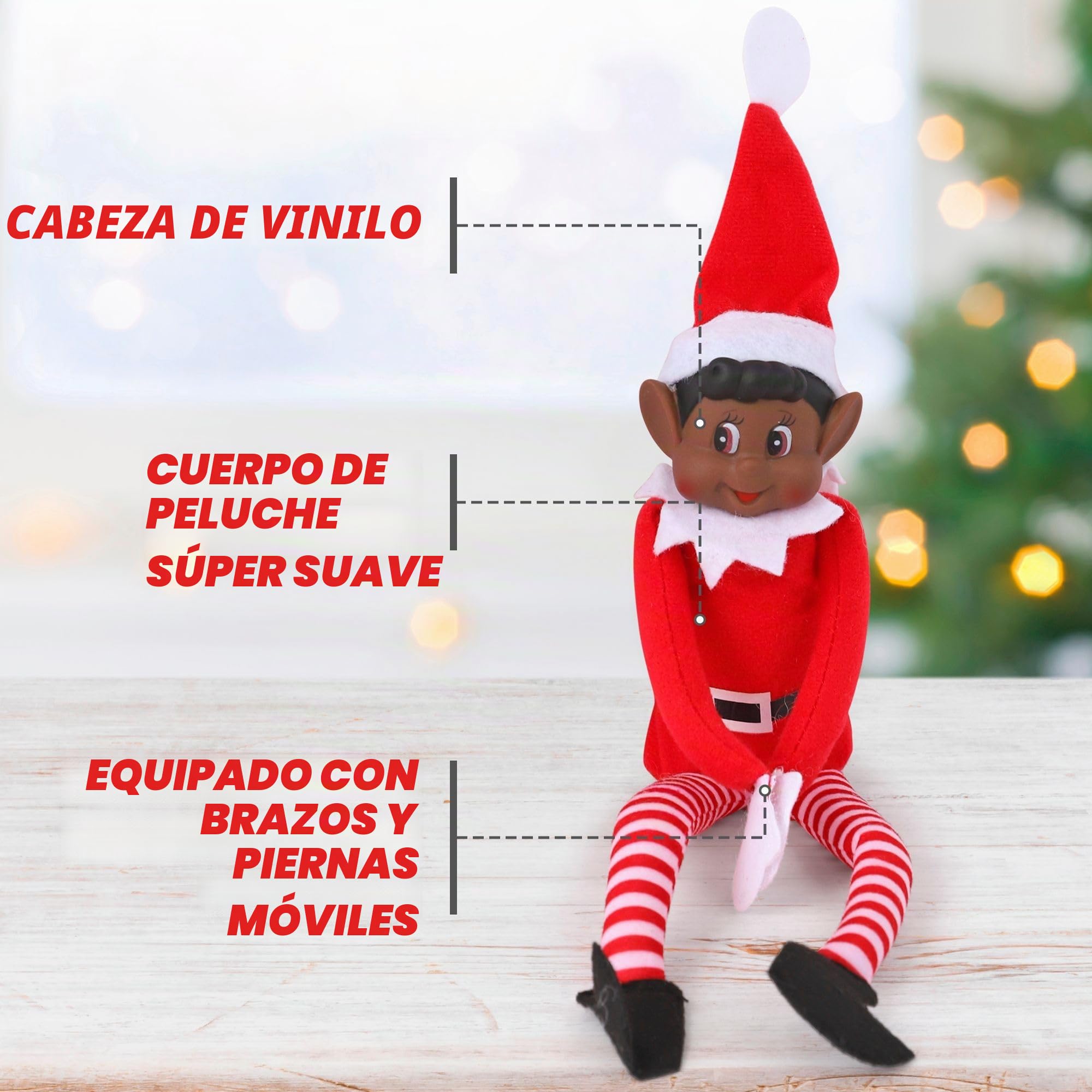 Elves Behavin' Badly Elfos se comportan Mal Elfo de Color de 12 Pulgadas con Cara de Vinilo y Cuerpo Suave - Elfo Travieso de Navidad (Elf Negro)
