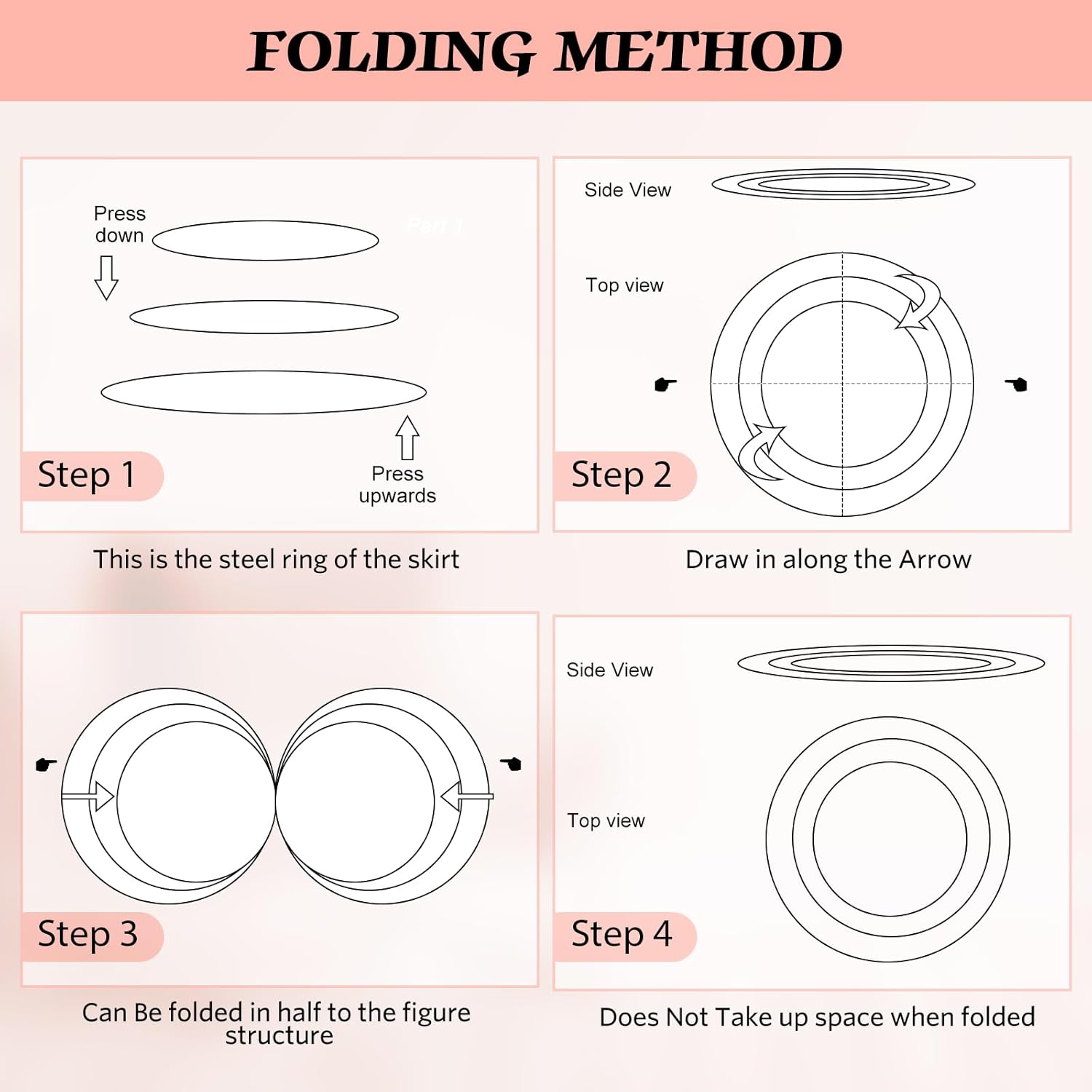 Petticoat Skirt for Women Under Dress 4 Hoop Under Skirt for Wedding, Crinoline Underskirt for Women Bridal - Image 4