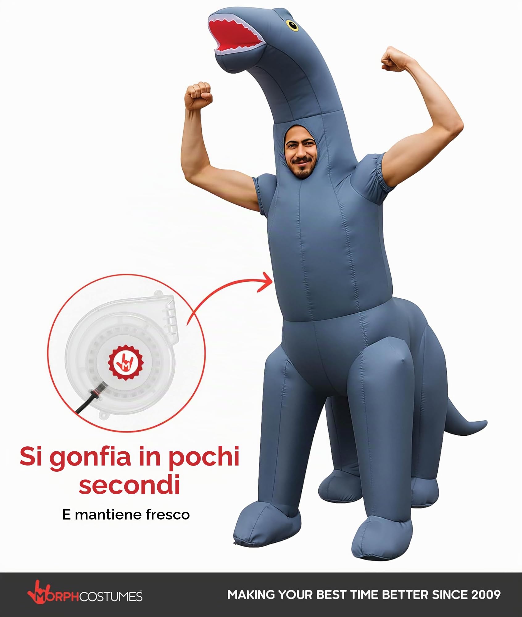 Costume Gonfiabile Dinosauro Adulti, Vestito Carnevale Halloween Divertente