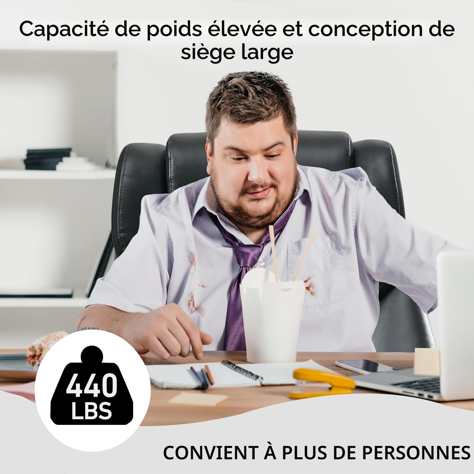 Fauteuil de Bureau 200 KG, Soutien Lombaire, Ergonomique, Dossier Haut Rembourré, Base en Métal Solide, Chaise Bureau avec Repose Pied, 135°