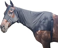 Vista 8 de Leberna Capucha elástica para caballo con cremallera y cubierta completa para el cuello (azul marino, S)