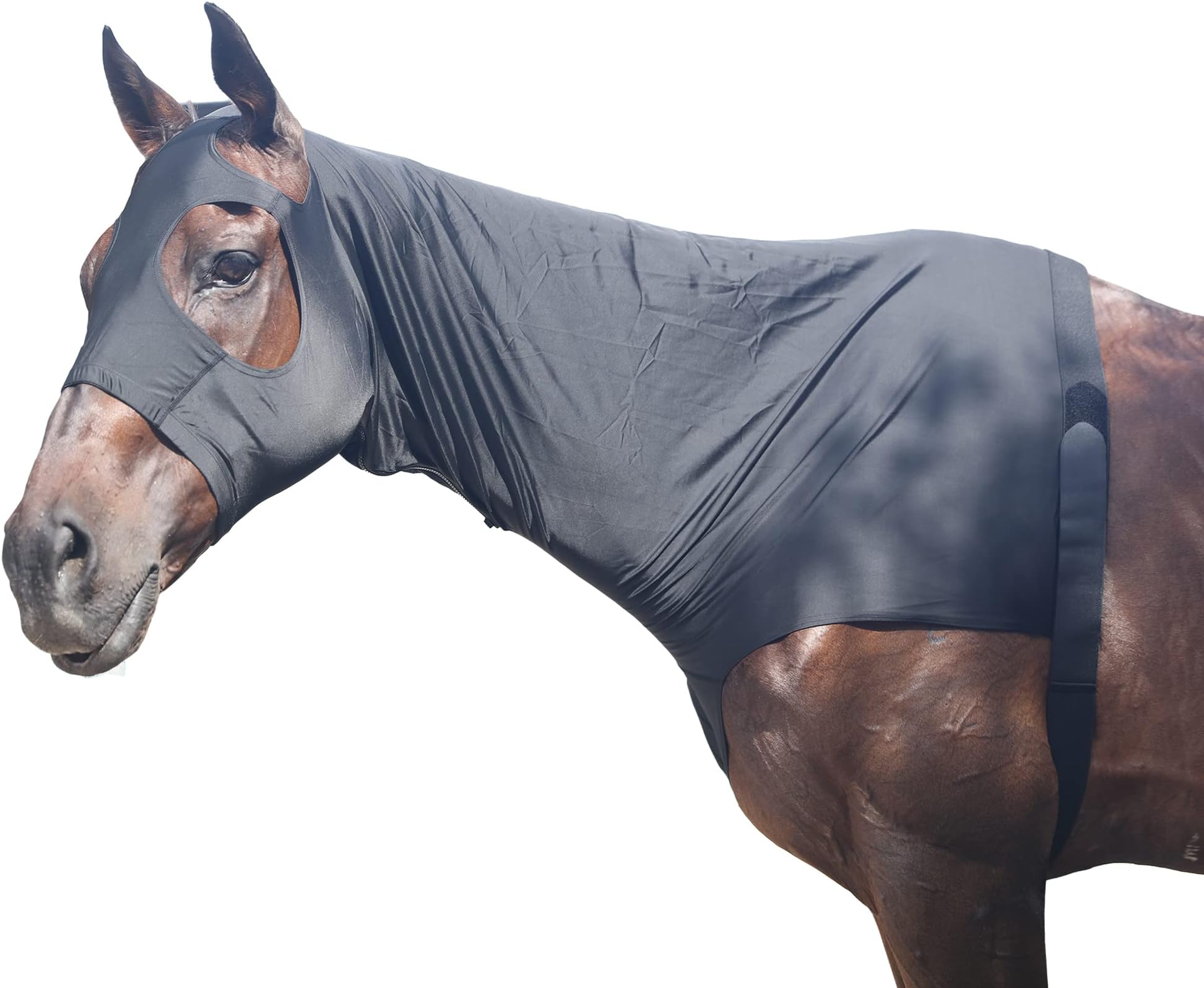 Leberna Stretch Horse Slinky Hood Comfortable Horse Sleazy Neck with Zipper
