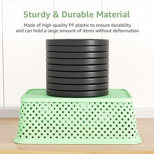 Vista 31 de MaxGear Organización y almacenamiento, 3 unidades, contenedores organizadores de plástico, cestas tejidas para almacenamiento, cestas de plástico