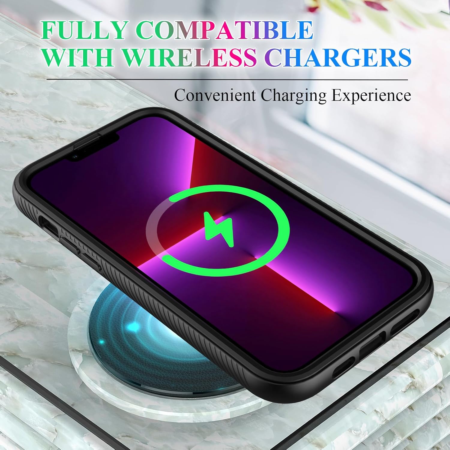 wahhle Compatible with iPhone 13 Pro Max Case, Built in Screen Protector Full Body Shockproof Slim Fit Bumper Protective Phone Cover 6.7'' Men Women-Black/Clear - Image 6