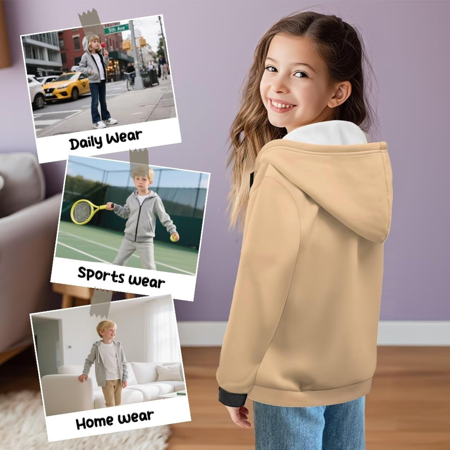 Girl Full Zip Sweatshirt Kids‘girls' Fashion Hoodies & Sweatshirts Fleece Jacket