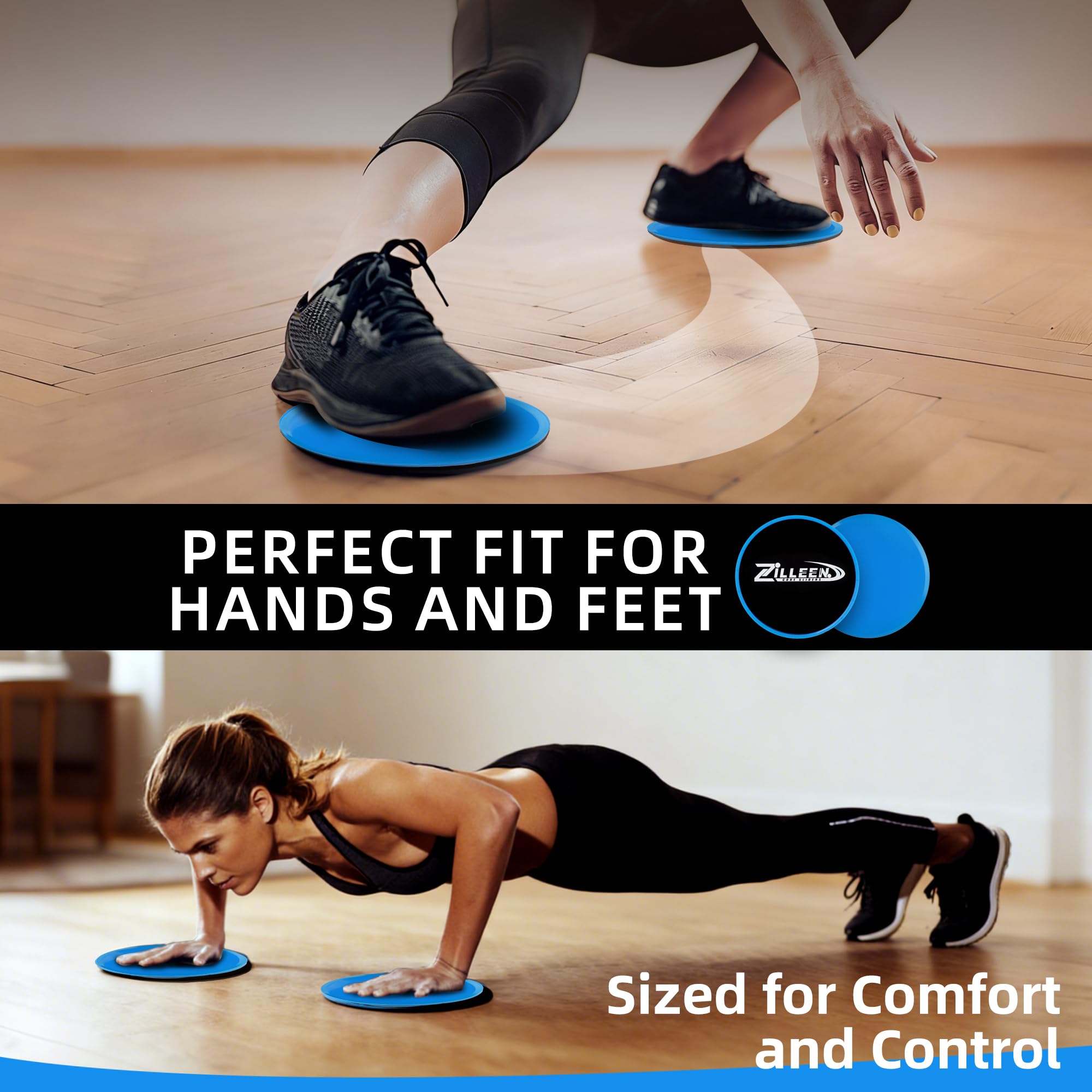 ZILLEEN Exercise Sliders for Working Out Fitness Discs for Pilates Women Men, 2 Pack