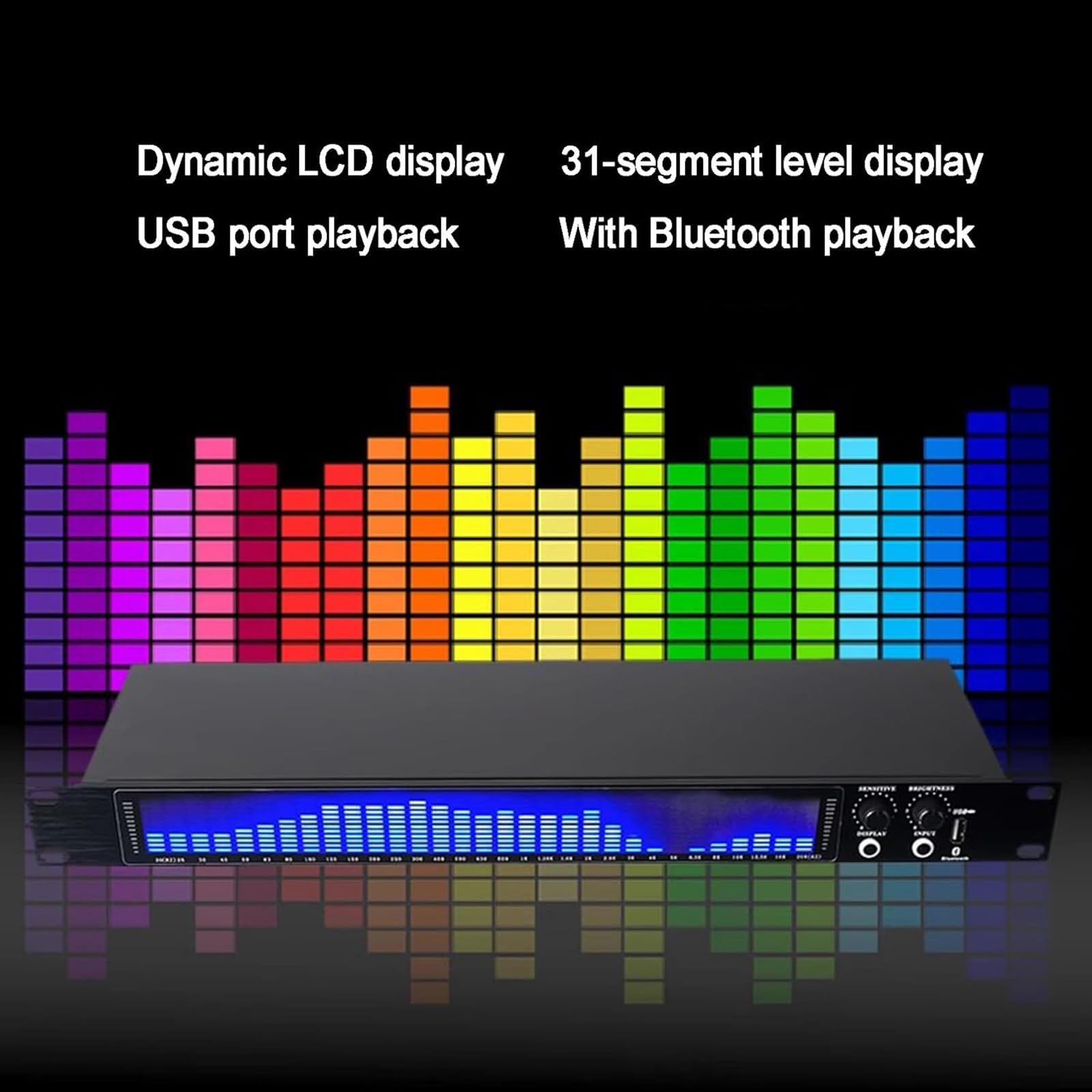 Analizzatore di spettro audio digitale a 31 segmenti con sensibilità e luminosità regolabili per visualizzazione musicale in auto, feste, camera da letto o casa