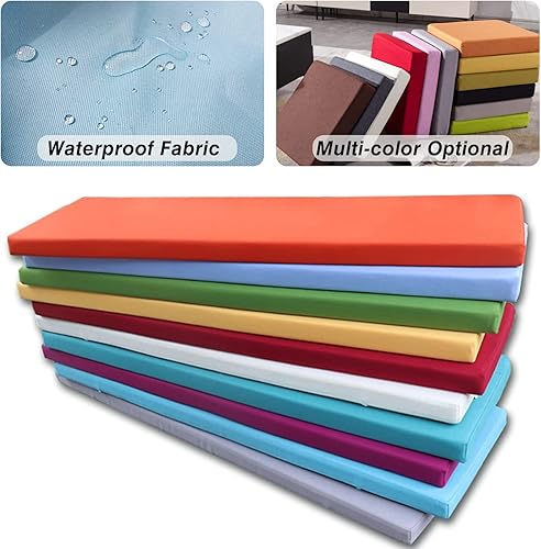 Miniatura 10 de Cojín de banco personalizado, cojín de asiento de espuma alta elástica para interiores y exteriores, con parte inferior antideslizante, cojín de