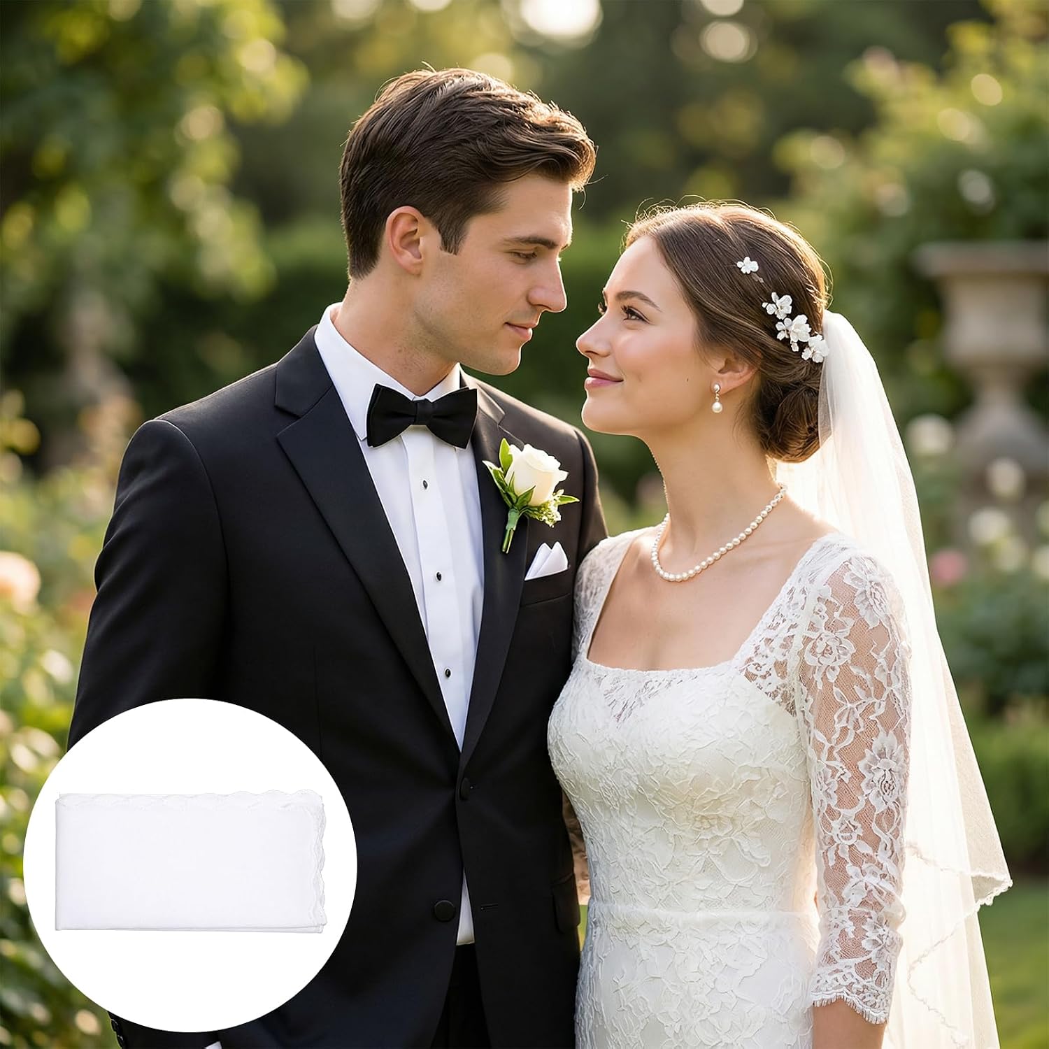 12 Pcs White Cotton Handkerchiefs For Men, 11.8" X 11.8" Pocket Square Towel, Ladies Handkerchiefs For Suit Wedding Party Decoration