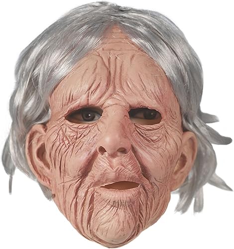 Miniatura 6 de Máscara realista de hombre anciano, cubierta facial de Halloween, máscara de látex visible para la cabeza, máscara novedosa para disfraz de fiesta