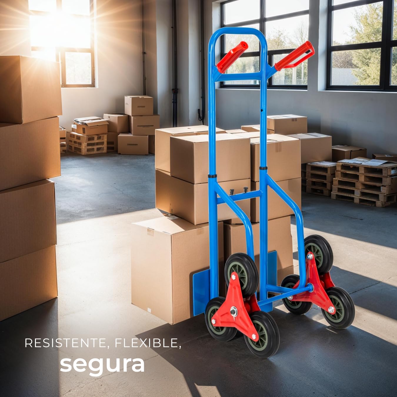 TecTake® Carretilla de Mano Plegable con Ruedas de Goma Dura, Altura Ajustable, Pala de Carga Plegable con Guardabarros, Ruedas para Subir Escaleras, Carretilla de Carga - 200kg de Carga