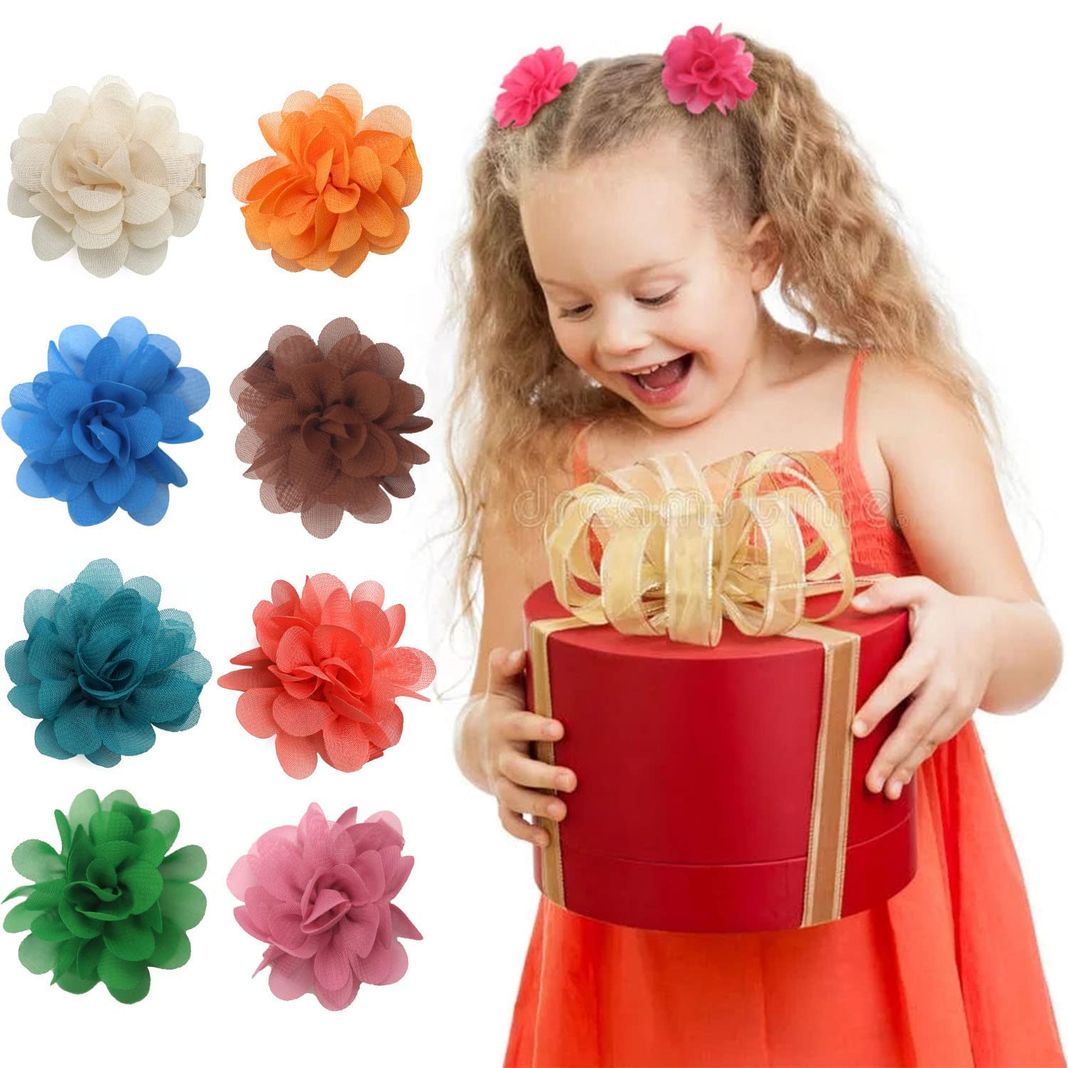 Clip Per Capelli Fiocco In Raso E Chiffon Per Bambine - Mini Beak Clip (Coppia, Colori Vari)