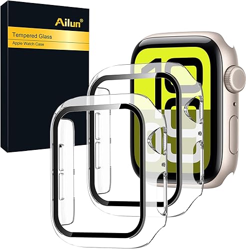 Ailun Protector de pantalla para Apple Watch SE 2022SE 2020, Series 654 1.575 pulgadas, carcasa rígida ultrafina de policarbonato integrado de