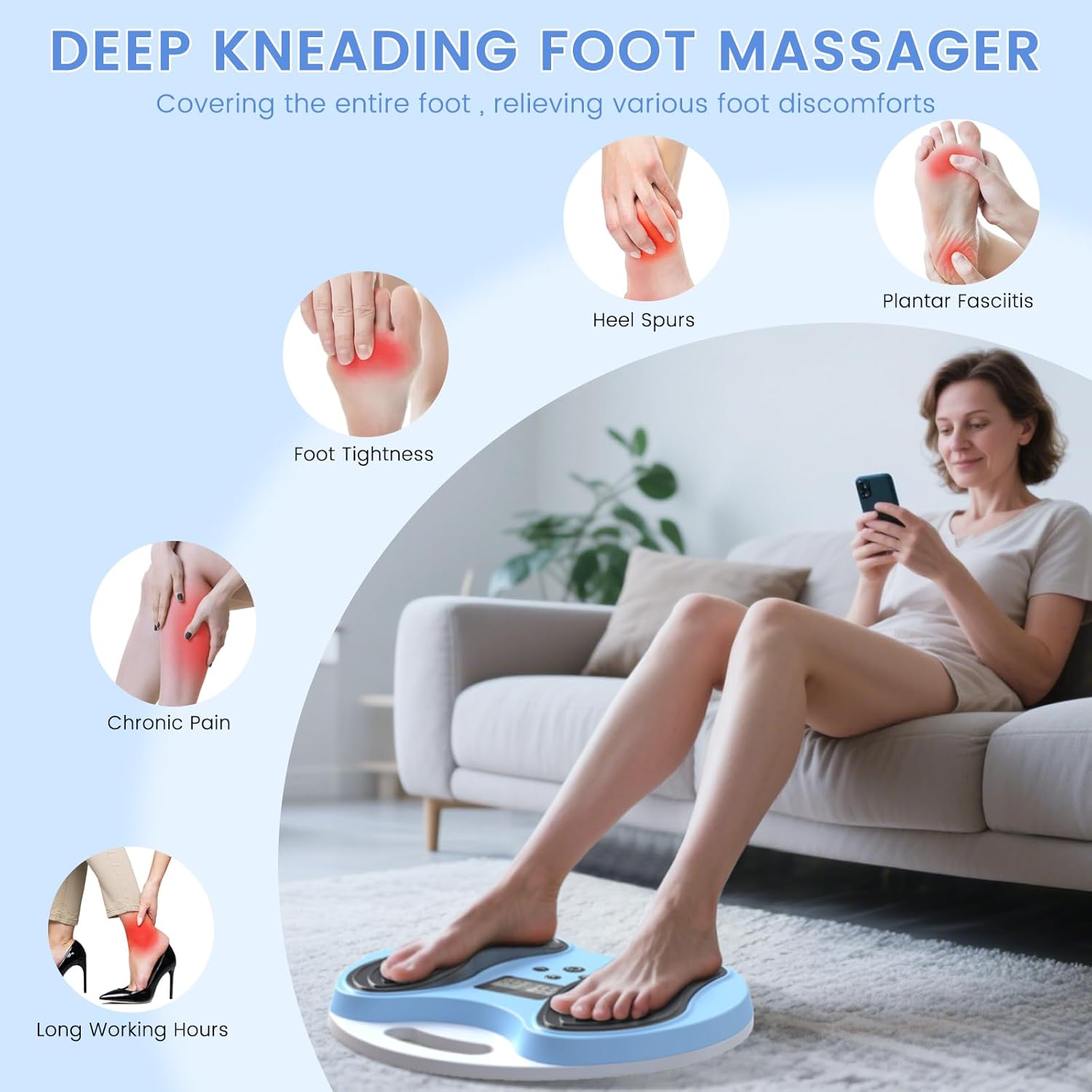 EMS Foot Massager for Neuropathy,NMES Foot Circulation Stimulator for Pain Relief, Plantar Fasciitis & Muscle Recovery,TENS Unit Muscle Stimulator with 4 Electrode Pads,12 Modes 20 Intensities - Image 3