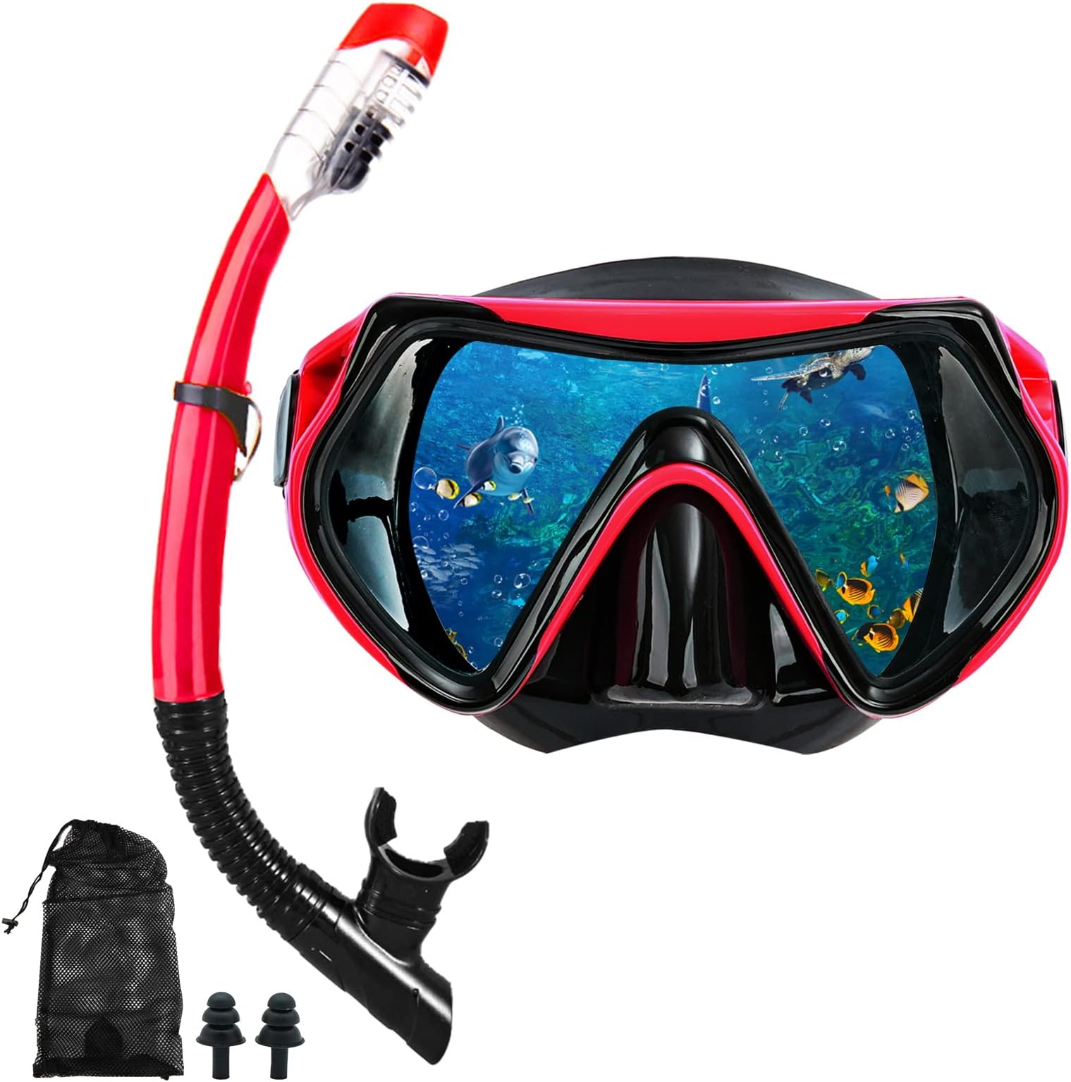 Snorkeling Gear for Adults, Dry Snorkel Mask Set, Scuba Diving Snorkle mask Set Adult, Panoramic Wide View Anti-Fog Dive mask, Swimming Diving Snorkeling Packages