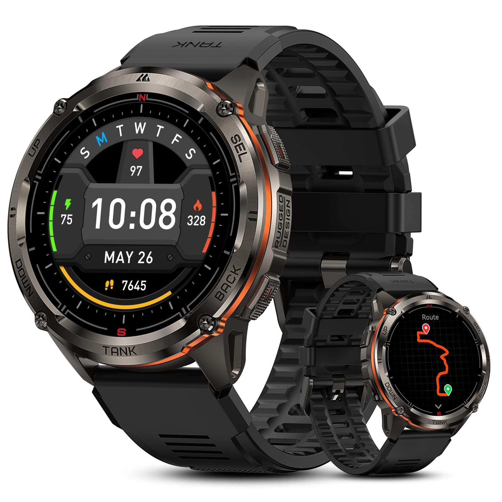 KOSPET Tank T3 Ultra 2 Smartwatch Herren, Dual-Band GPS, 1,43'' AMOLED