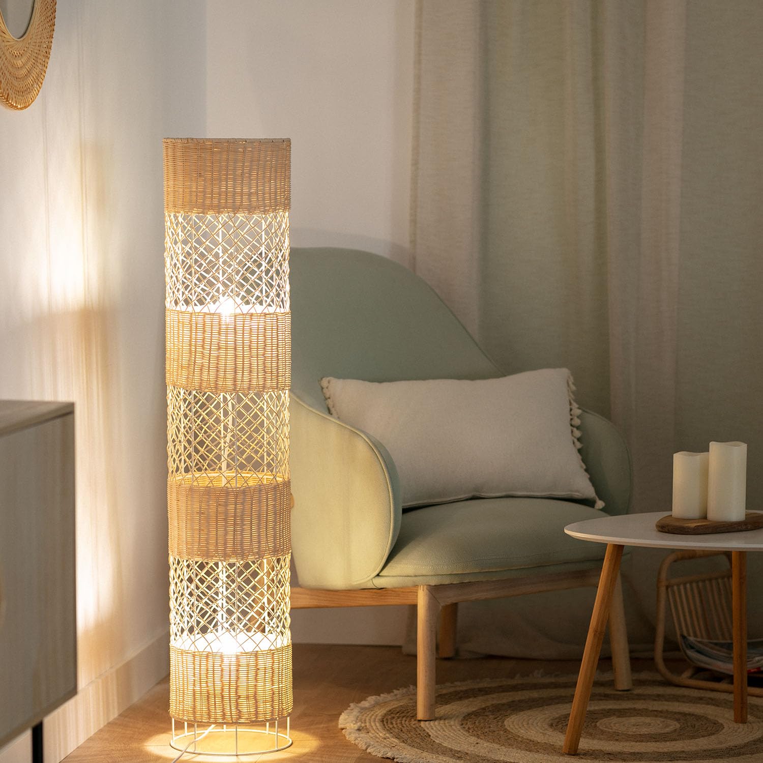 LEDKIA Lampadaire Rotin Rubra Naturel