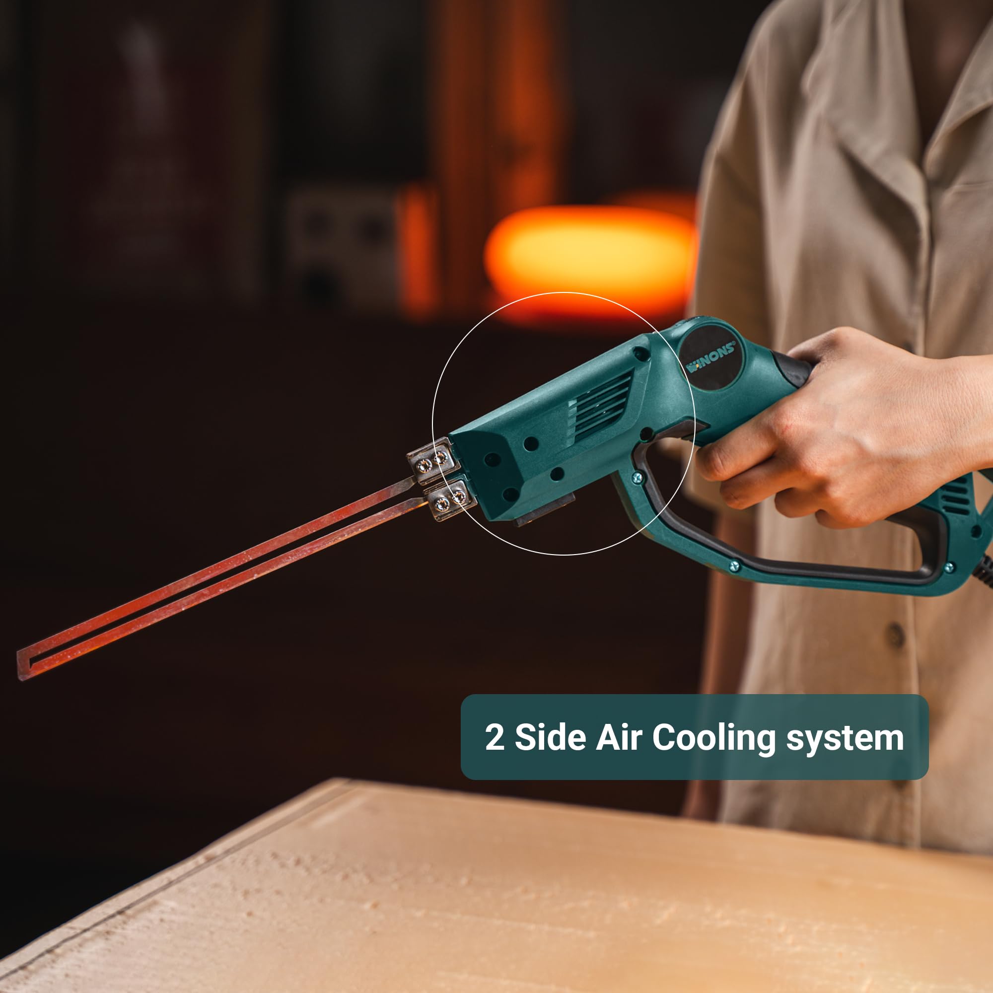 WINONS 250W Nóż Termiczny do Styropianu, WFC-0013 Precyzyjna Przecinarka Termiczna, Chłodzony Powietrzem, Regulacja Temperatury 630°C, Elektryczne Narzędzie do Cięcia EPS XPS EPE (Zestaw 6 el.)